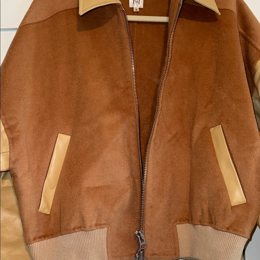 Helsa - Faux Leather & Wool Blend Bomber - Picture 5 of 8